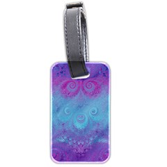 Purple Blue Swirls And Spirals Luggage Tag (two Sides) by SpinnyChairDesigns