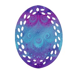 Purple Blue Swirls And Spirals Oval Filigree Ornament (two Sides) by SpinnyChairDesigns