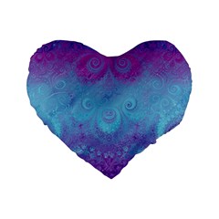 Purple Blue Swirls And Spirals Standard 16  Premium Flano Heart Shape Cushions by SpinnyChairDesigns