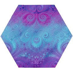 Purple Blue Swirls And Spirals Wooden Puzzle Hexagon by SpinnyChairDesigns