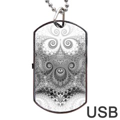 Black And White Spirals Dog Tag Usb Flash (one Side) by SpinnyChairDesigns