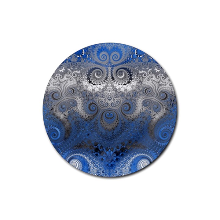 Blue Swirls and Spirals Rubber Round Coaster (4 pack) 