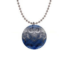 Blue Swirls and Spirals 1  Button Necklace