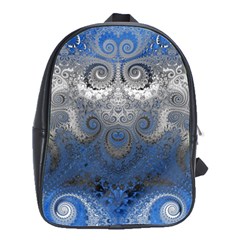 Blue Swirls And Spirals School Bag (large) by SpinnyChairDesigns