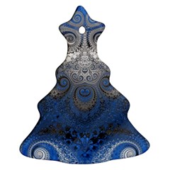 Blue Swirls and Spirals Christmas Tree Ornament (Two Sides)