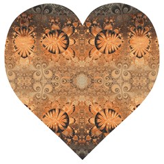 Rustic Orange Swirls Wooden Puzzle Heart by SpinnyChairDesigns