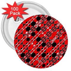 Abstract Red Black Checkered 3  Buttons (100 Pack)  by SpinnyChairDesigns