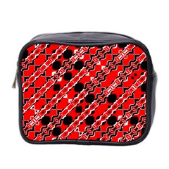 Abstract Red Black Checkered Mini Toiletries Bag (two Sides) by SpinnyChairDesigns