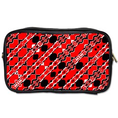 Abstract Red Black Checkered Toiletries Bag (one Side) by SpinnyChairDesigns