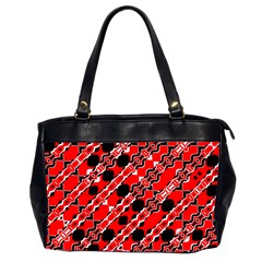 Abstract Red Black Checkered Oversize Office Handbag (2 Sides) by SpinnyChairDesigns