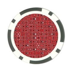 Abstract Red Black Checkered Poker Chip Card Guard by SpinnyChairDesigns