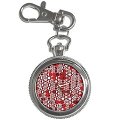 Red Black Checkered Key Chain Watches by SpinnyChairDesigns