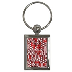 Red Black Checkered Key Chain (rectangle) by SpinnyChairDesigns