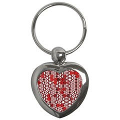 Red Black Checkered Key Chain (heart) by SpinnyChairDesigns