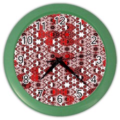 Red Black Checkered Color Wall Clock by SpinnyChairDesigns