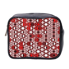 Red Black Checkered Mini Toiletries Bag (two Sides) by SpinnyChairDesigns