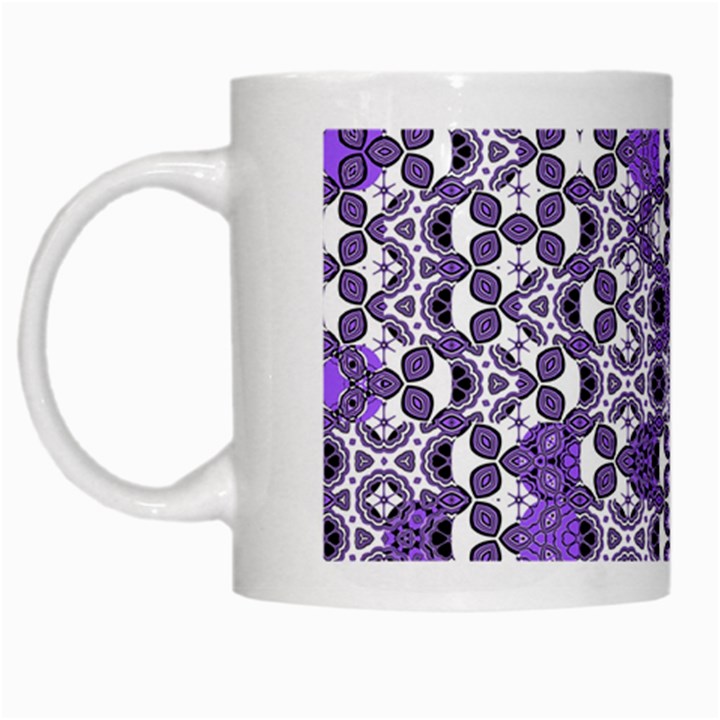 Purple Black Checkered White Mugs