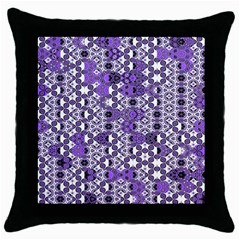 Purple Black Checkered Throw Pillow Case (black) by SpinnyChairDesigns