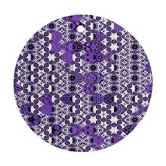 Purple Black Checkered Round Ornament (two Sides) by SpinnyChairDesigns