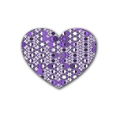 Purple Black Checkered Heart Coaster (4 Pack)  by SpinnyChairDesigns