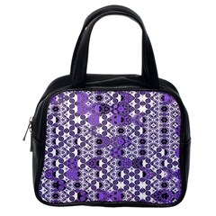 Purple Black Checkered Classic Handbag (one Side) by SpinnyChairDesigns