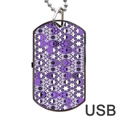 Purple Black Checkered Dog Tag Usb Flash (two Sides) by SpinnyChairDesigns