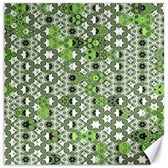 Black Lime Green Checkered Canvas 16  X 16  by SpinnyChairDesigns