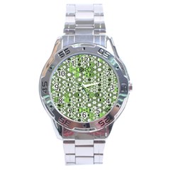 Black Lime Green Checkered Stainless Steel Analogue Watch by SpinnyChairDesigns