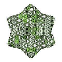 Black Lime Green Checkered Ornament (snowflake) by SpinnyChairDesigns