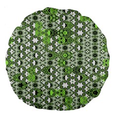 Black Lime Green Checkered Large 18  Premium Flano Round Cushions by SpinnyChairDesigns