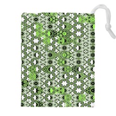 Black Lime Green Checkered Drawstring Pouch (4xl) by SpinnyChairDesigns