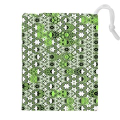 Black Lime Green Checkered Drawstring Pouch (5xl) by SpinnyChairDesigns