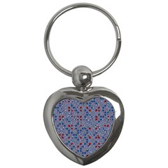 Abstract Checkered Pattern Key Chain (heart) by SpinnyChairDesigns