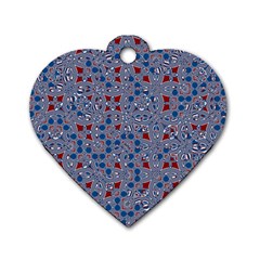 Abstract Checkered Pattern Dog Tag Heart (two Sides) by SpinnyChairDesigns