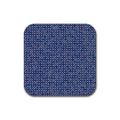 Artsy Blue Checkered Rubber Coaster (square)  by SpinnyChairDesigns