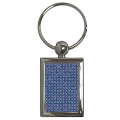 Artsy Blue Checkered Key Chain (rectangle) by SpinnyChairDesigns