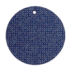 Artsy Blue Checkered Round Ornament (two Sides) by SpinnyChairDesigns