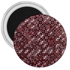 Abstract Red Black Checkered 3  Magnets by SpinnyChairDesigns