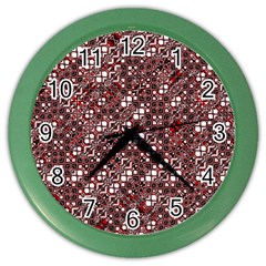 Abstract Red Black Checkered Color Wall Clock by SpinnyChairDesigns