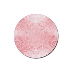 Pretty Pink Spirals Rubber Round Coaster (4 Pack)  by SpinnyChairDesigns