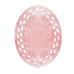 Pretty Pink Spirals Oval Filigree Ornament (two Sides) by SpinnyChairDesigns