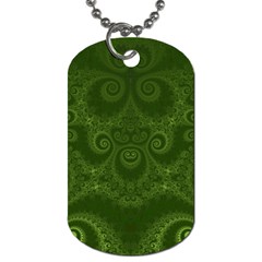 Forest Green Spirals Dog Tag (one Side) by SpinnyChairDesigns