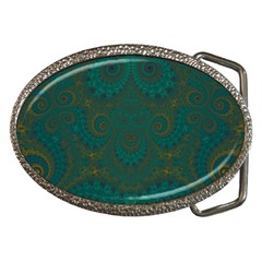 Teal Green Spirals Belt Buckles by SpinnyChairDesigns