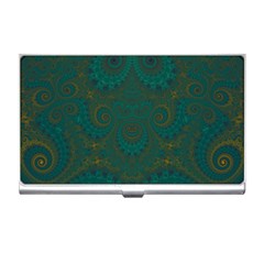 Teal Green Spirals Business Card Holder by SpinnyChairDesigns