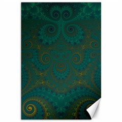 Teal Green Spirals Canvas 12  X 18  by SpinnyChairDesigns