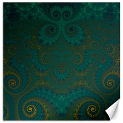 Teal Green Spirals Canvas 20  X 20  by SpinnyChairDesigns