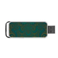 Teal Green Spirals Portable Usb Flash (one Side) by SpinnyChairDesigns