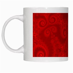 Red Spirals White Mugs by SpinnyChairDesigns