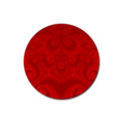 Red Spirals Rubber Round Coaster (4 Pack)  by SpinnyChairDesigns