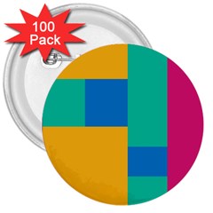Squares  3  Buttons (100 Pack) 